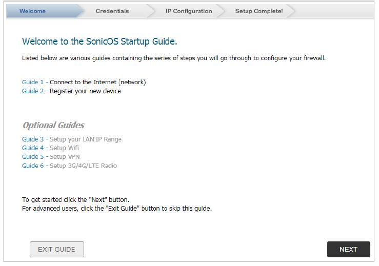 Za uporabo čarovnika za nastavitev - 1. korak