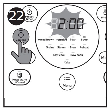 Pishirish vaqtini sozlash - 1-qadam
