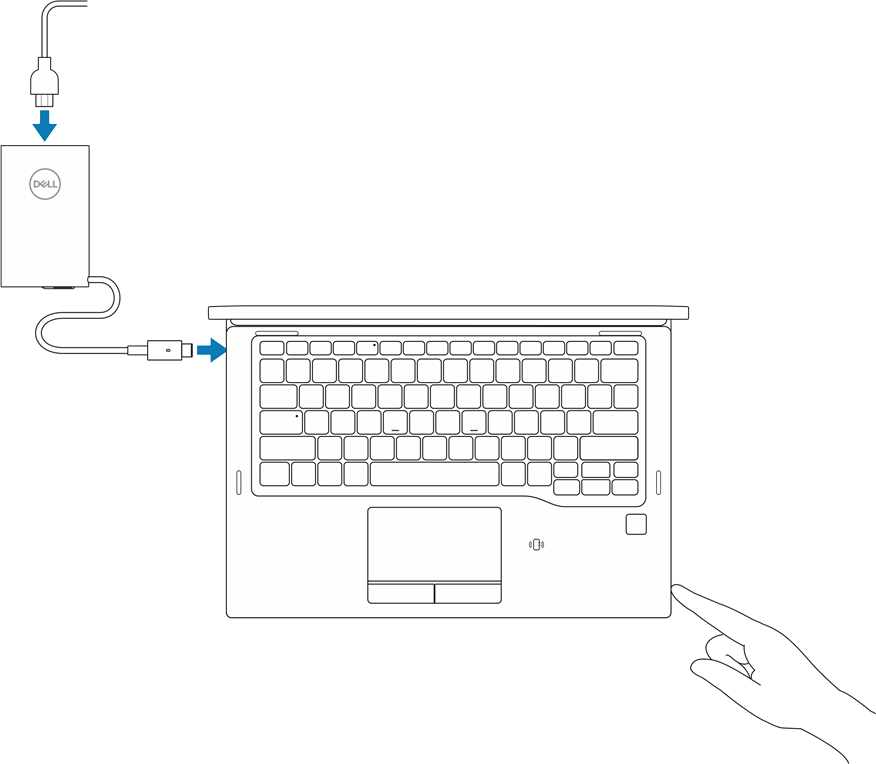 &Uuml;hendage toiteadapter ja vajutage toitenuppu