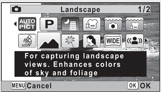 Selezione di una Modalit&agrave; di Scatto 
