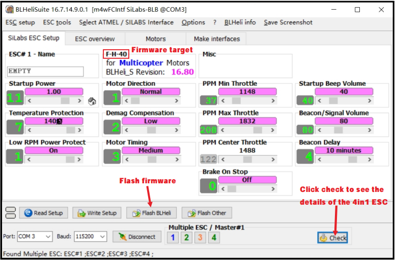 Kontrola ESC a nahr&aacute;n&iacute; firmwaru - Krok 3