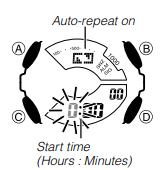 For &aring; konfigurere nedtellingens starttid og innstillinger for automatisk gjentakelse