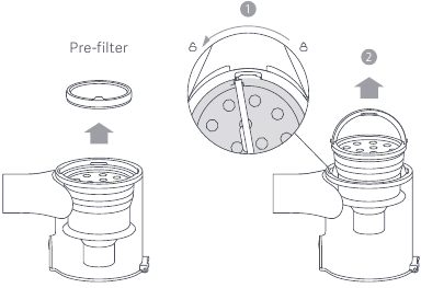 Cleaning the Pre-filter/Cyclone assembly - Step 1