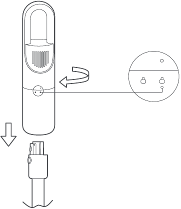 Dulkių skyriaus i&scaron;ėmimas ir įdėjimas - 1 žingsnis