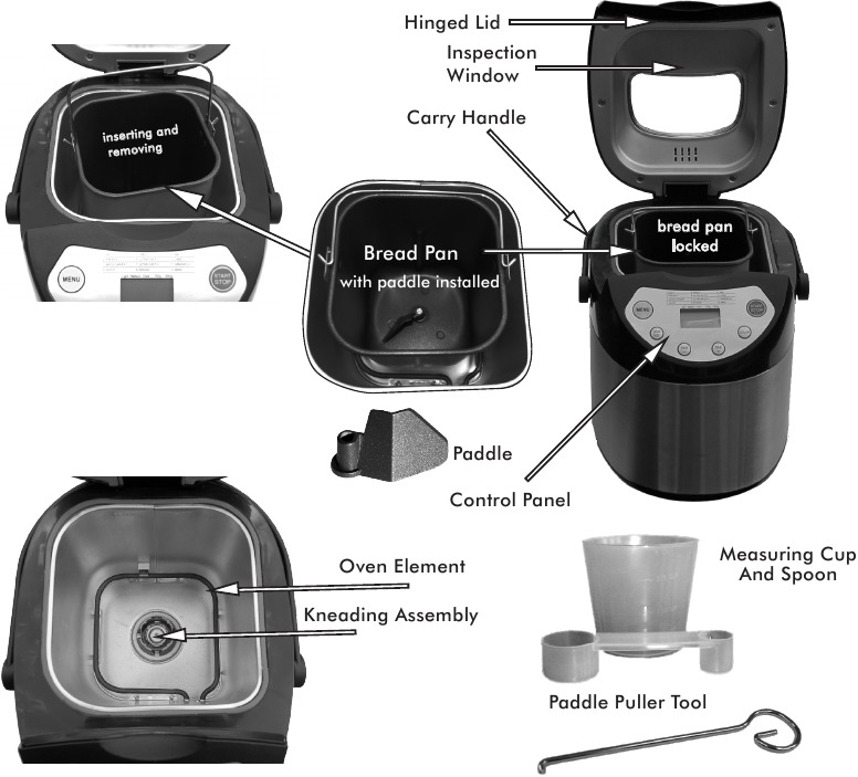 Va&scaron; pekač za kruh in njegove komponente