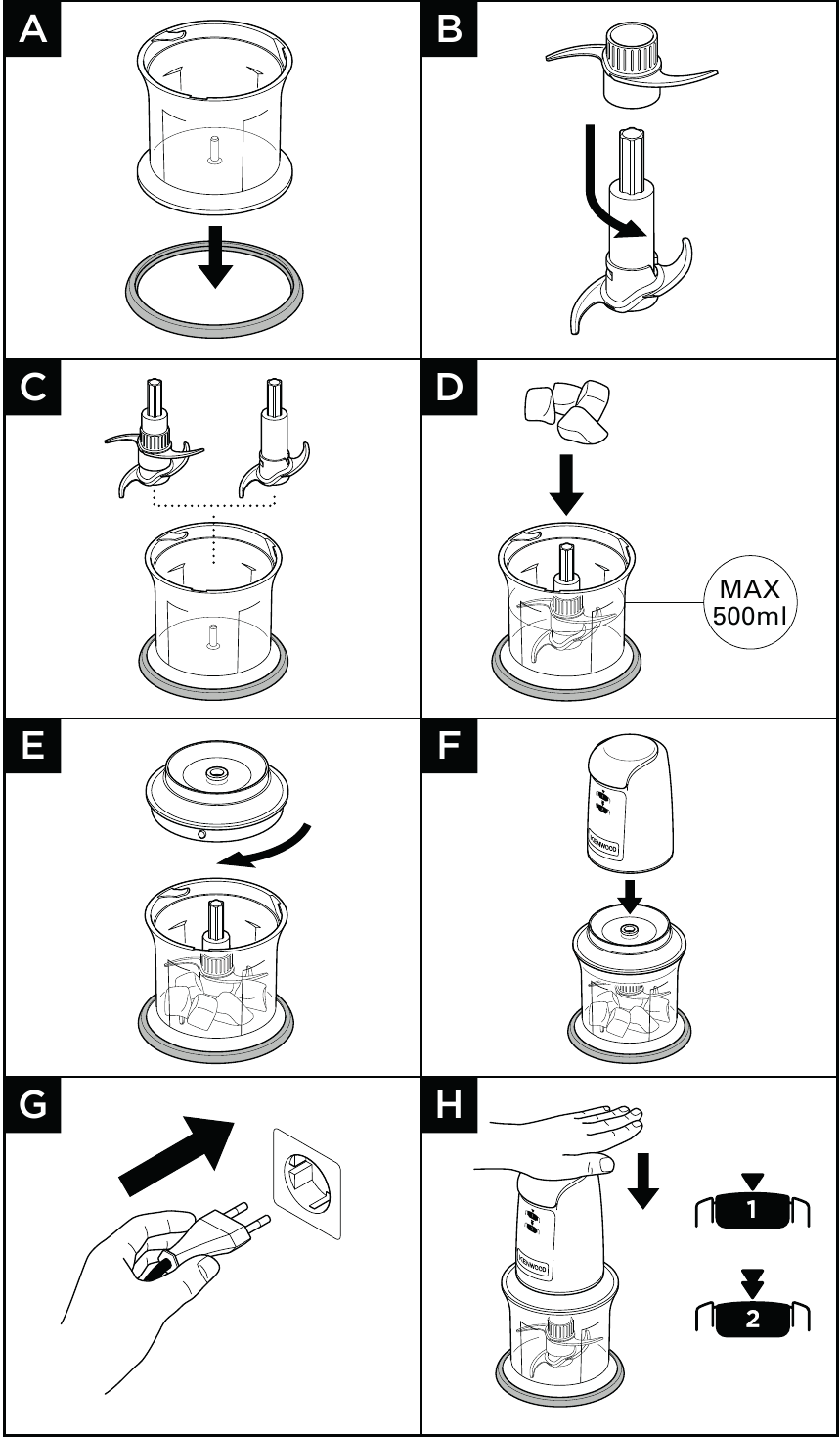 Para usar su mini picador