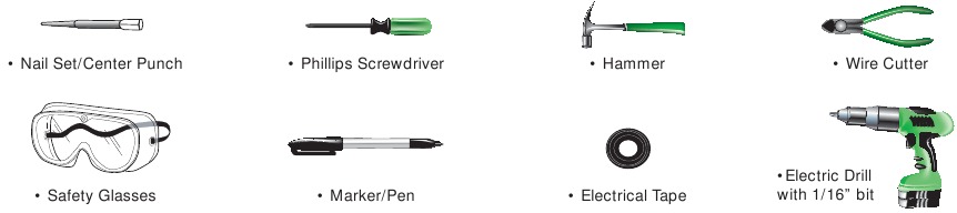 Orodje, potrebno za namestitev