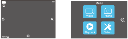 Režimo perjungimas - pagrindinio meniu pasiekimas palietimu