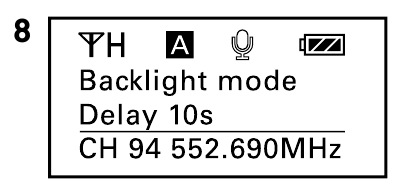 Nadajnik Body-pack - Ustaw podświetlenie
