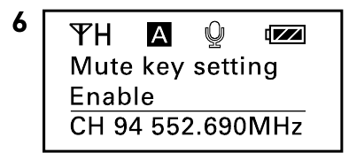 Nadajnik Body-pack - Ustaw klawisz Mute