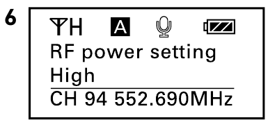 Nadajnik wtykowy - Wybierz poziom mocy RF