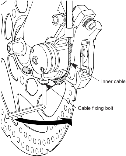 Installing the calipers - Step 3 - Securing a cable