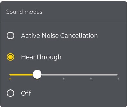 Регулиране на HearThrough с помощта на приложението
