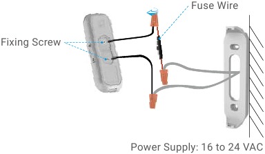 Connect the fuse wire with your existing doorbell wire