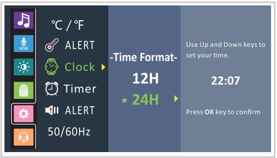 Ajuste de Hora y Formato de Hora