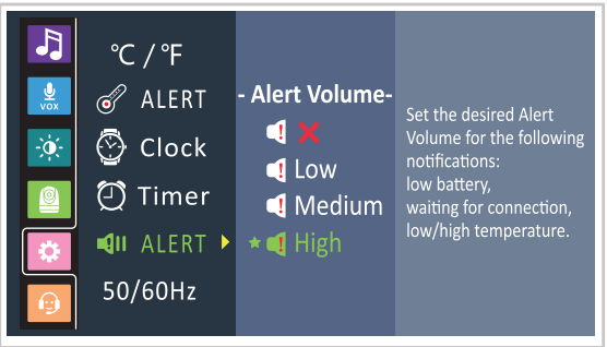Ajuste del Volumen de Alerta de Advertencia