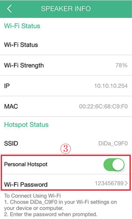 DiDa Wi-Fi-salasanan asettaminen - Vaihe 2