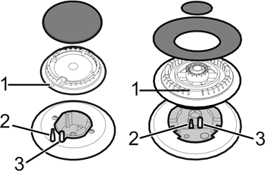 Correct positioning of the flamespreader crowns and burner caps