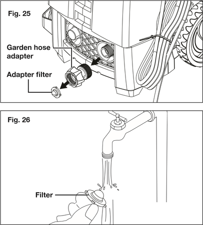 Puhdista adapterin suodatin ja suutin - vaihe 1