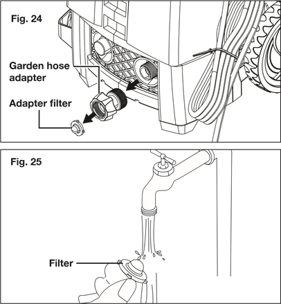 Puhdista adapterin suodatin ja suutin - Vaihe 1