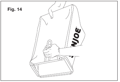 De grasopvangzak legen