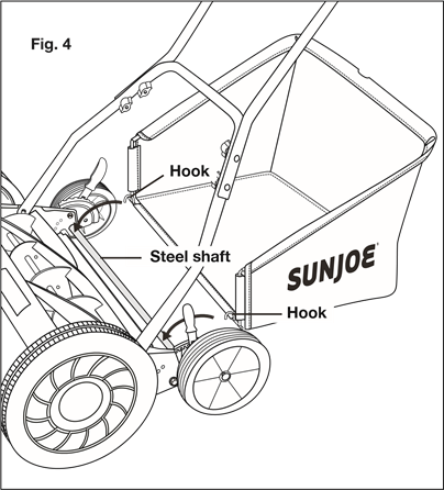 De grasopvangbak bevestigen Stap 1