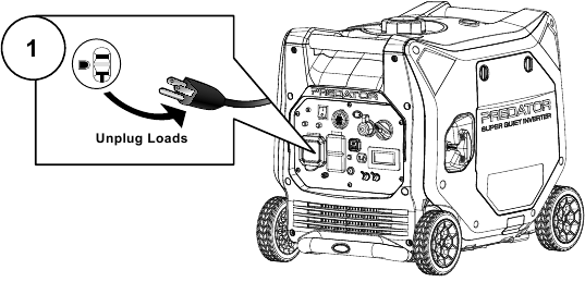 Para desligar o gerador - Passo 1
