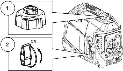 Ročni zagon - 1. korak - Odprite odprtino na pokrovčku za gorivo