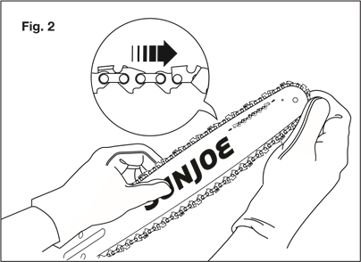 Postavljanje vodilice + lanca - Korak 2