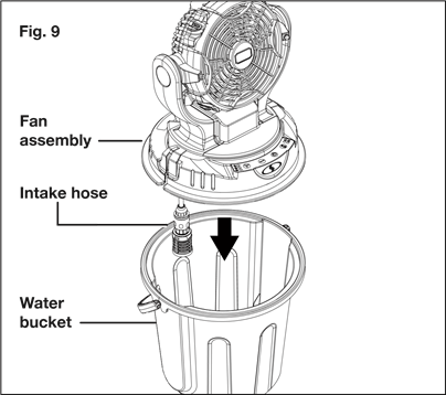 Use el ventilador con nebulizaci&oacute;n - Paso 1