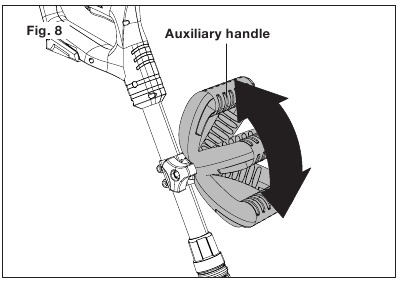 Ajuste del mango auxiliar - Paso 2 - Ajuste el mango auxiliar