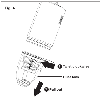 Ispraznite spremnik za pra&scaron;inu - Korak 1 - Uklonite spremnik za pra&scaron;inu