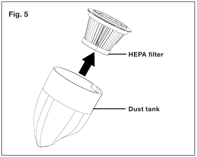 Ispraznite spremnik za pra&scaron;inu - Korak 2 - Uklonite HEPA filtar