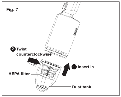 Ponovno sastavite filtar i spremnik za pra&scaron;inu