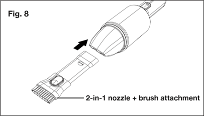 Upotrijebite nastavak 2-u-1 mlaznica + četka