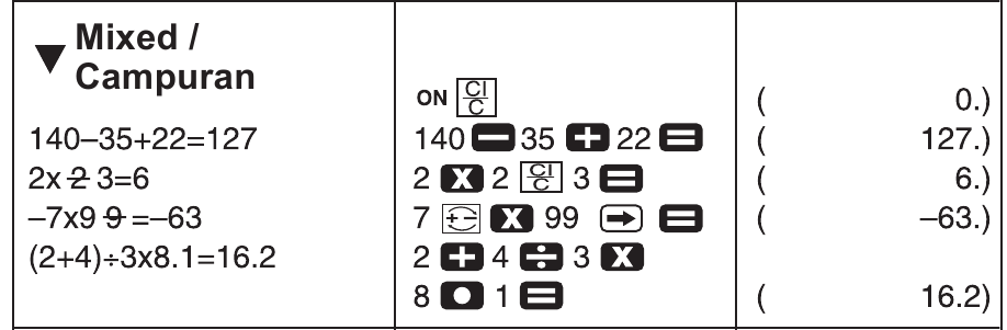 Hesaplama &Ouml;rnekleri - &Ouml;rnek 1 - Karışık
