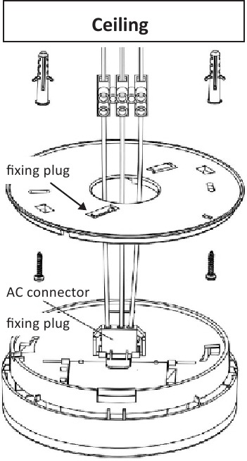 Mounting and connecting - Mounting on the ceiling