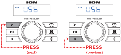 Funcionamiento en modo USB - Cambio de pista