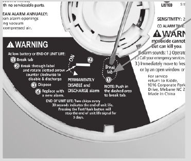 To Permanently Disable Alarm / Discharge Battery - Step 1