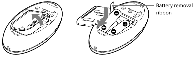 Wkładanie baterii do myszy