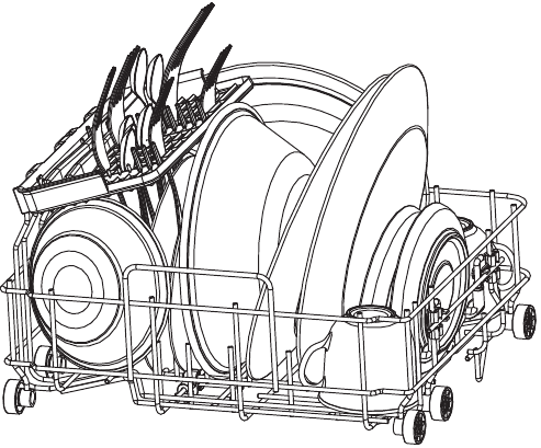Suositeltu t&auml;ytt&ouml;asettelu, jossa on 1 tarjoilukulho ja 2 henkil&ouml;kohtaista astiastoa.