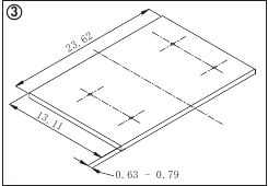 Meet de kast of het aanrecht en markeer de middenlijn
