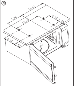 Meet en markeer de locatie van de 4 schroefgaten in de kast