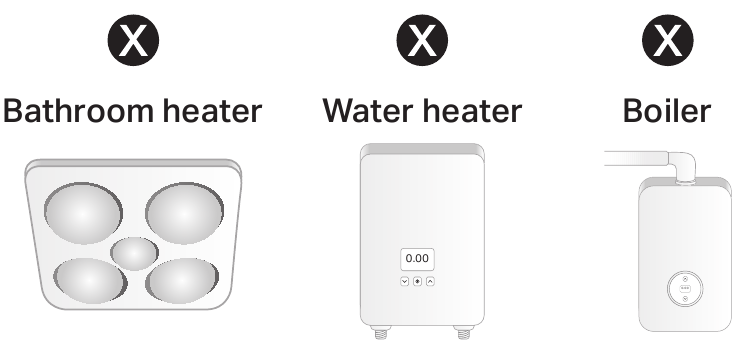 Nepřipojujte sp&iacute;nač k topn&yacute;m zař&iacute;zen&iacute;m