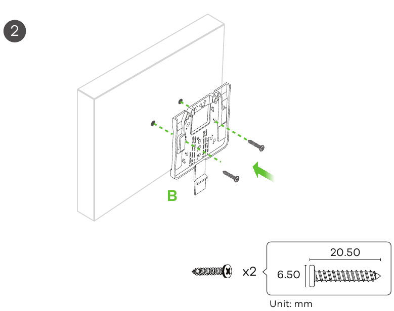 Montaža na zid / strop - Korak 1