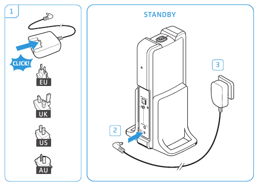 Sender an eine Netzsteckdose anschlie&szlig;en