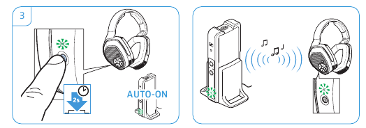 Einschalten Ihres drahtlosen Kopfh&ouml;rersystems