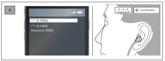 Emparelhando os fones de ouvido com um dispositivo Bluetooth - Passo 2