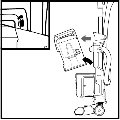 SVUOTAMENTO DEL CONTENITORE DELLA POLVERE - Fase 1 - Far scorrere una leva verso l'alto