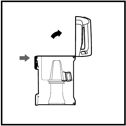 SVUOTAMENTO DEL CONTENITORE DELLA POLVERE - Fase 3 - Sollevare l'impugnatura